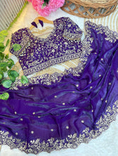 Load image into Gallery viewer, Outstanding Festival Wear Fendy Satin Silk Heavy Embroidery n Aarco Work Fancy Designer Saree With Stitched Blouse
