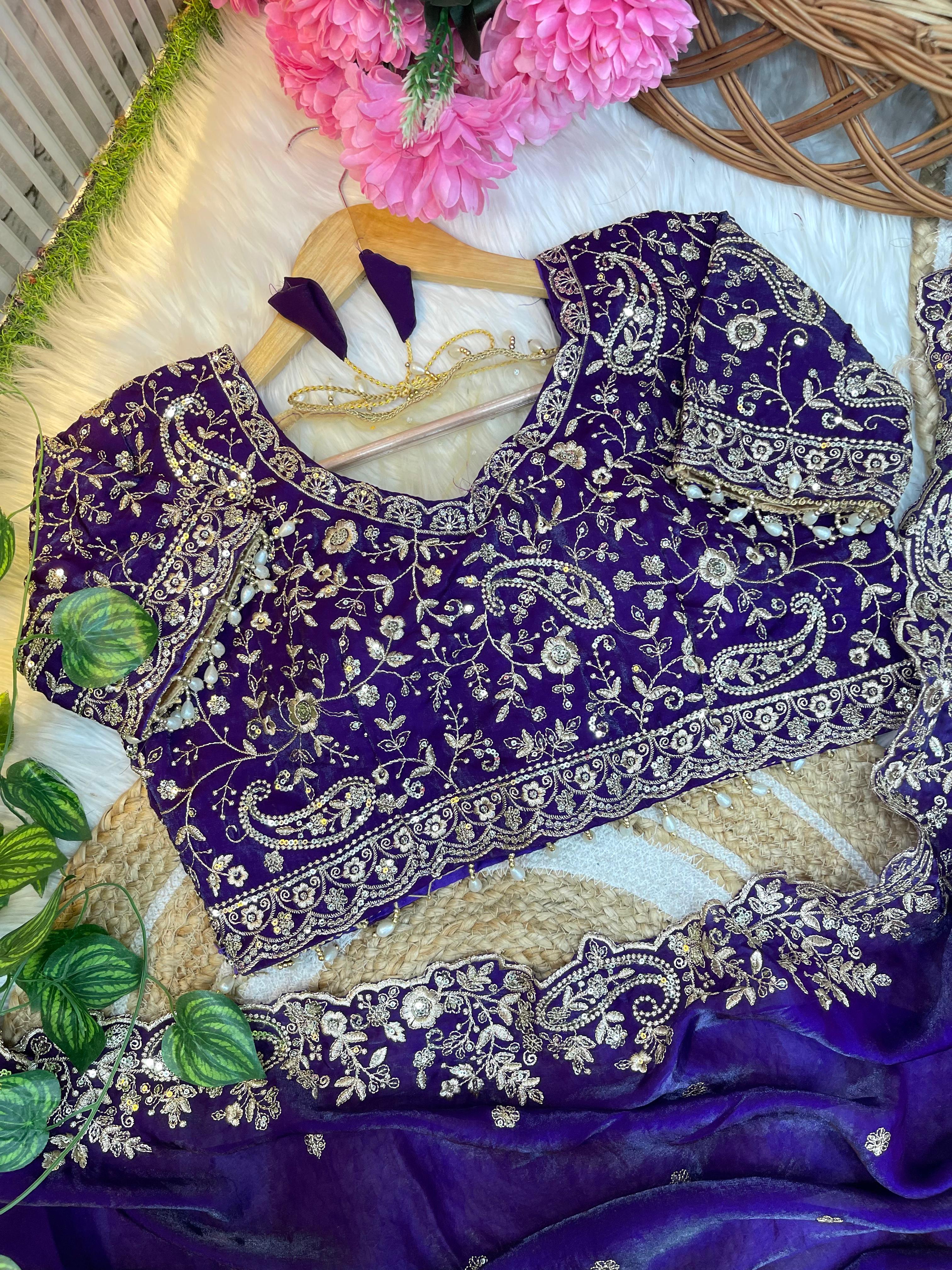 Outstanding Festival Wear Satin Silk Heavy Embroidery n Aarco Work Fancy Designer Saree With Stitched Blouse