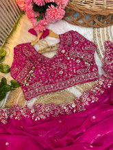 Load image into Gallery viewer, Outstanding Festival Wear Fendy Satin Silk Heavy Embroidery n Aarco Work Fancy Designer Saree With Stitched Blouse
