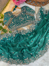 Load image into Gallery viewer, Outstanding Festival Wear Fendy Satin Silk Heavy Embroidery n Aarco Work Fancy Designer Saree With Stitched Blouse
