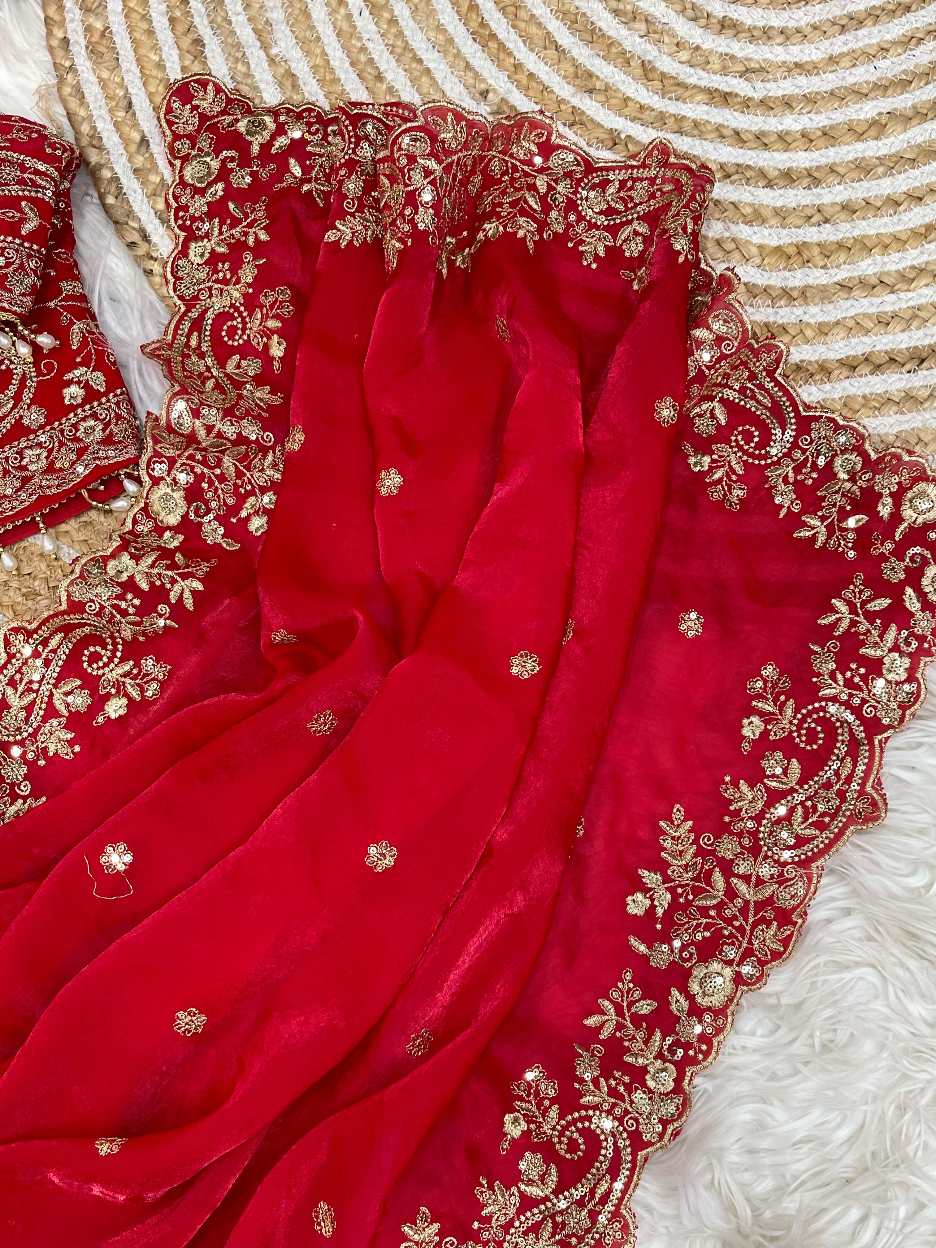 Outstanding Festival Wear Satin Silk Heavy Embroidery n Aarco Work Fancy Designer Saree With Stitched Blouse