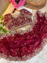 Load image into Gallery viewer, Outstanding Festival Wear Fendy Satin Silk Heavy Embroidery n Aarco Work Fancy Designer Saree With Stitched Blouse
