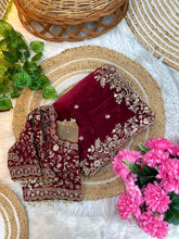 Load image into Gallery viewer, Outstanding Festival Wear Fendy Satin Silk Heavy Embroidery n Aarco Work Fancy Designer Saree With Stitched Blouse

