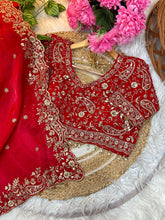Load image into Gallery viewer, Outstanding Festival Wear Fendy Satin Silk Heavy Embroidery n Aarco Work Fancy Designer Saree With Stitched Blouse
