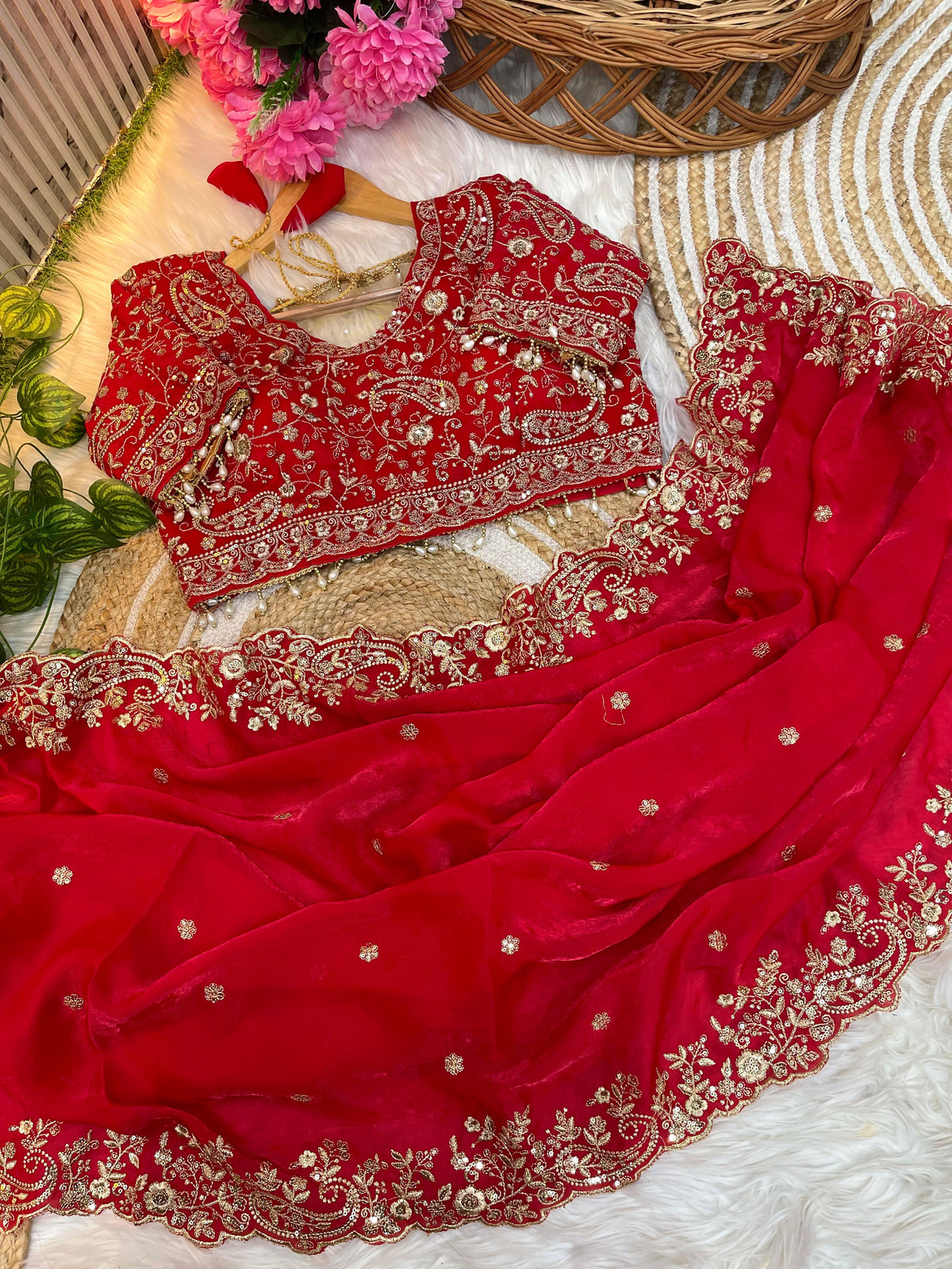 Outstanding Festival Wear Satin Silk Heavy Embroidery n Aarco Work Fancy Designer Saree With Stitched Blouse