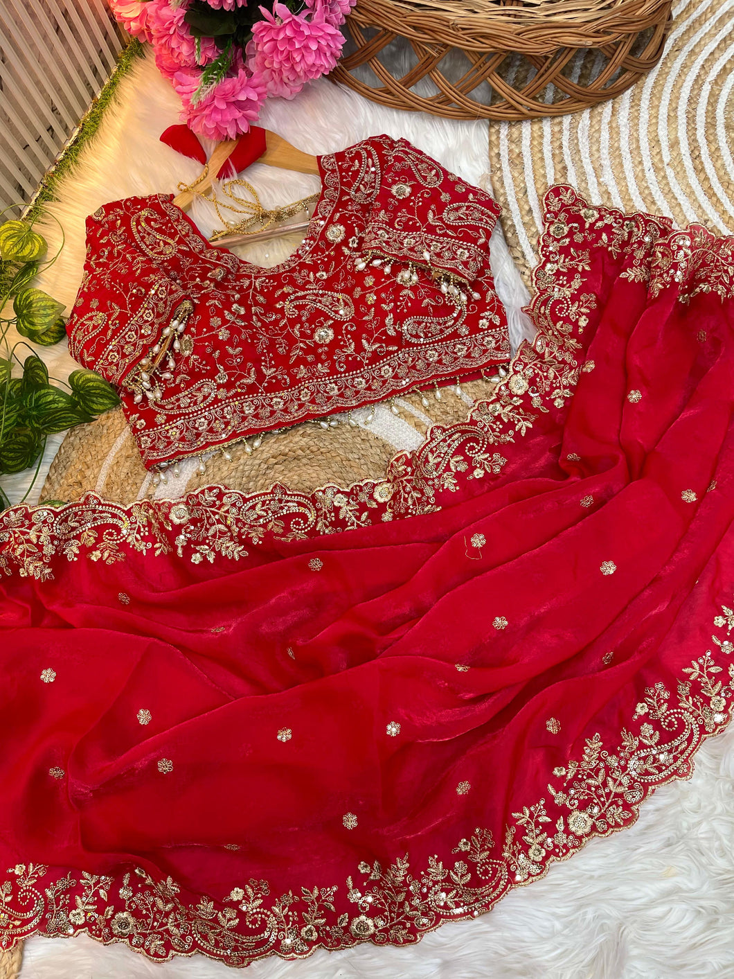 Outstanding Festival Wear Fendy Satin Silk Heavy Embroidery n Aarco Work Fancy Designer Saree With Stitched Blouse