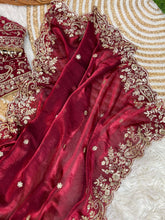 Load image into Gallery viewer, Outstanding Festival Wear Fendy Satin Silk Heavy Embroidery n Aarco Work Fancy Designer Saree With Stitched Blouse
