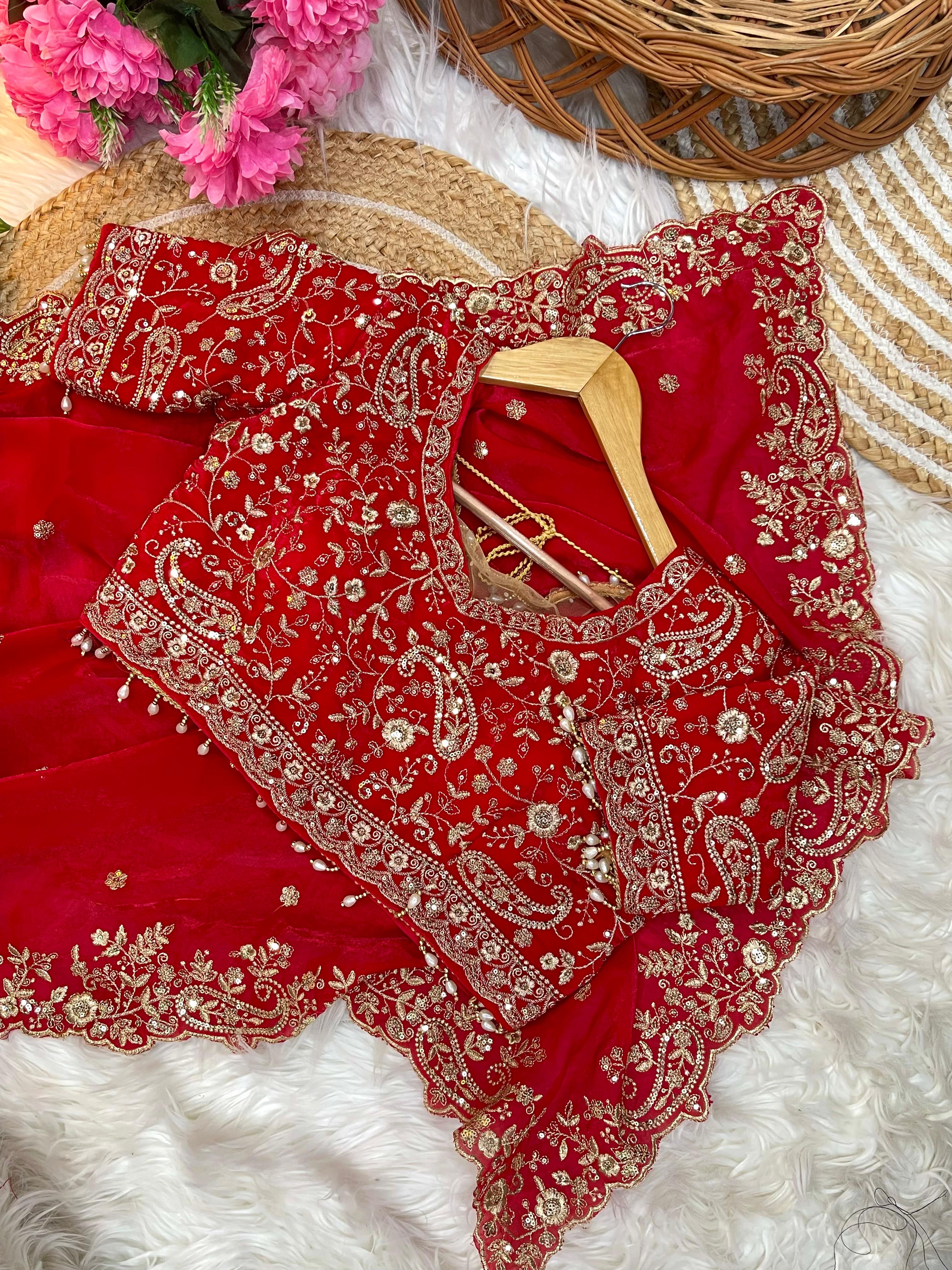 Outstanding Festival Wear Satin Silk Heavy Embroidery n Aarco Work Fancy Designer Saree With Stitched Blouse