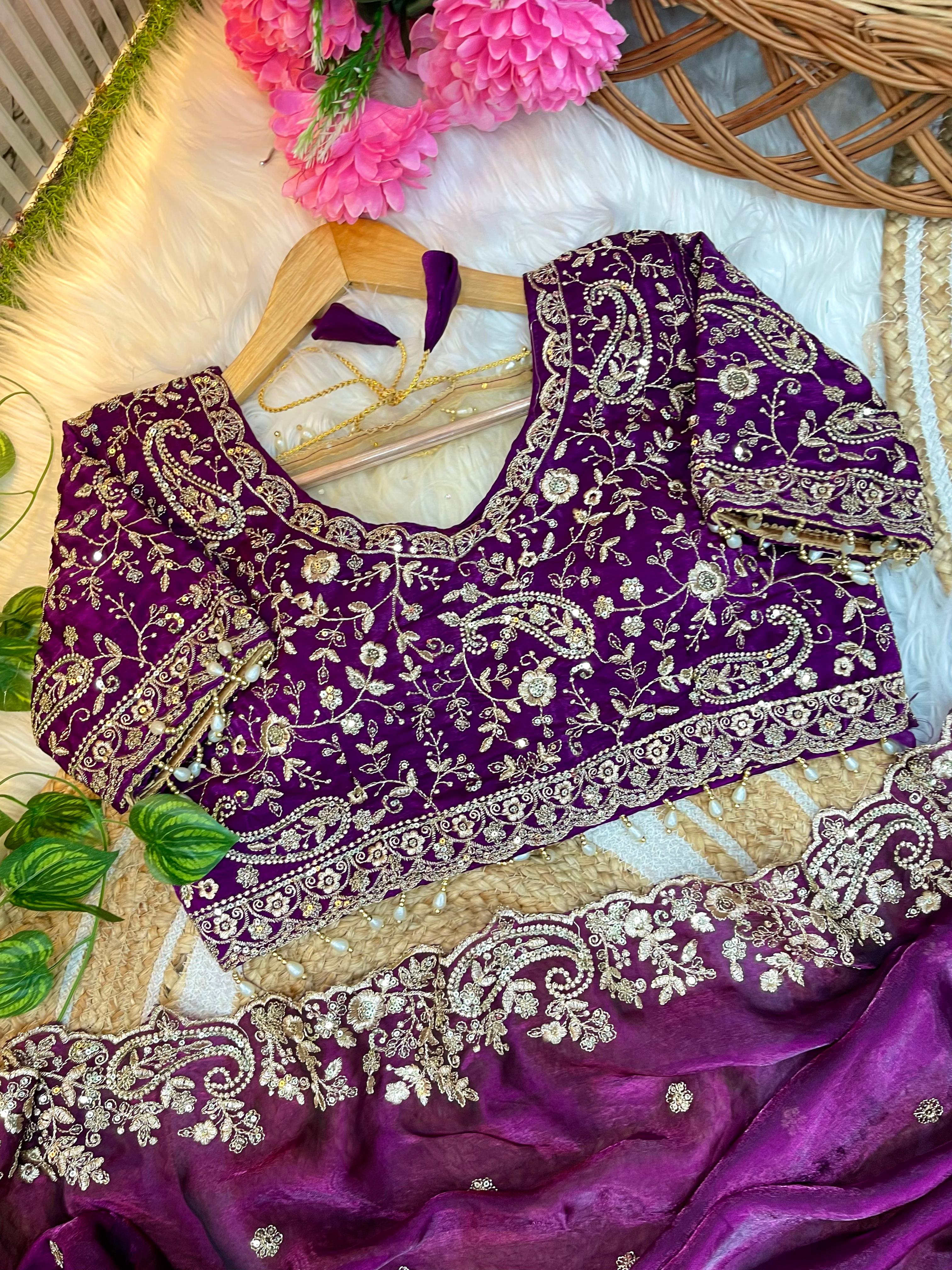 Outstanding Festival Wear Satin Silk Heavy Embroidery n Aarco Work Fancy Designer Saree With Stitched Blouse