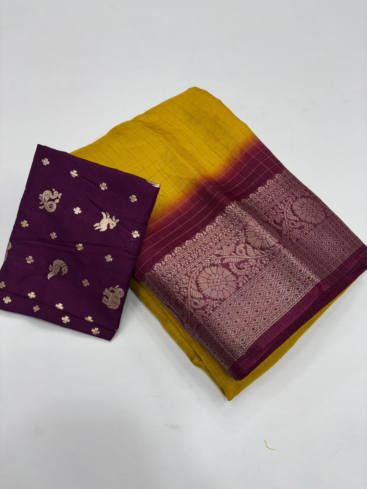 New Festive Wear Pure Dola Silk Chex Design With Jacquard Weaving Work Fancy Designer Saree