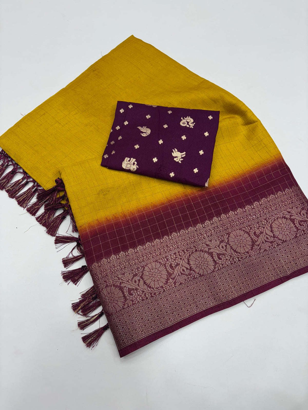 New Festive Wear Pure Dola Silk Chex Design With Jacquard Weaving Work Fancy Designer Saree