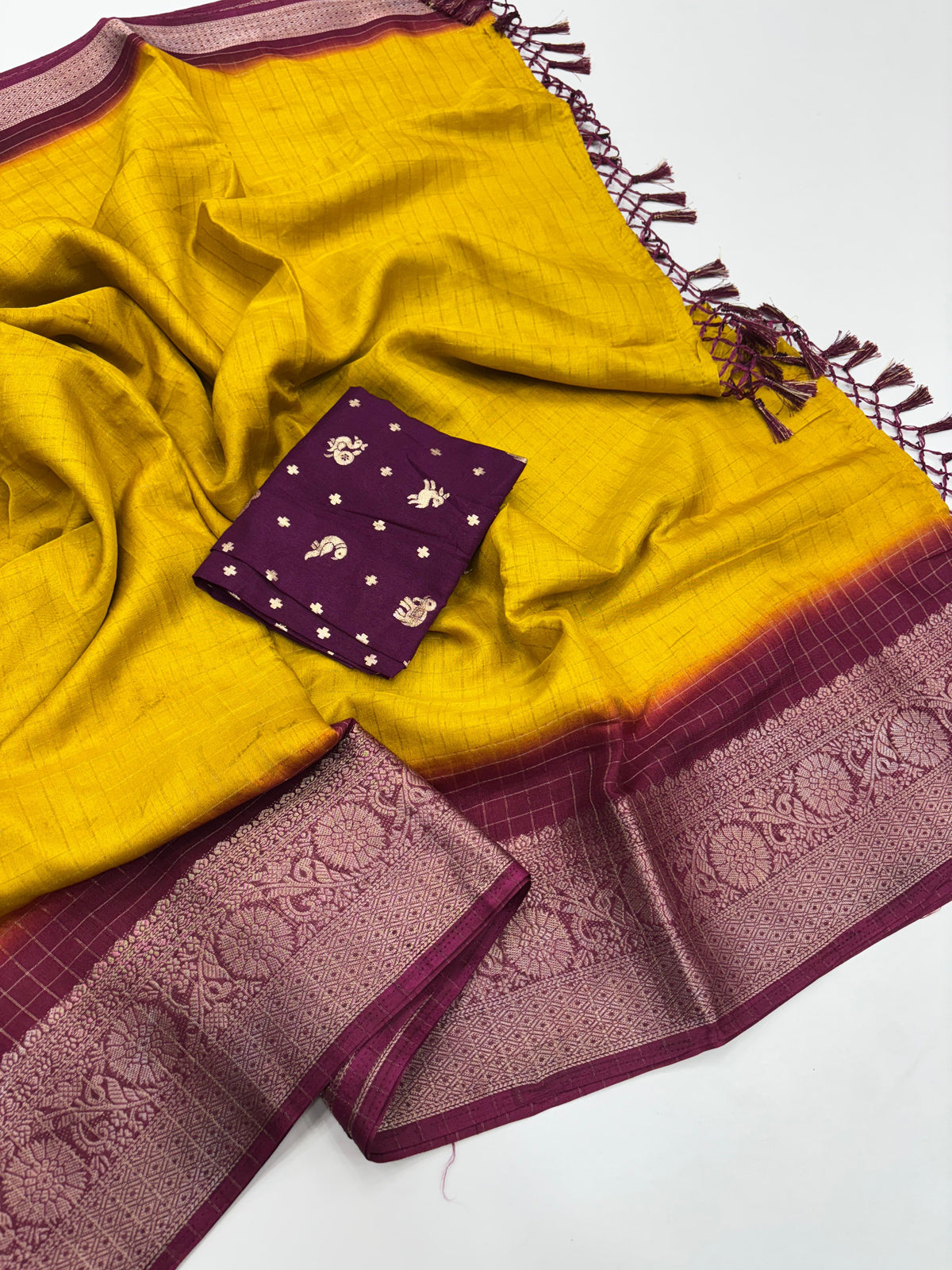 New Festive Wear Pure Dola Silk Chex Design With Jacquard Weaving Work Fancy Designer Saree