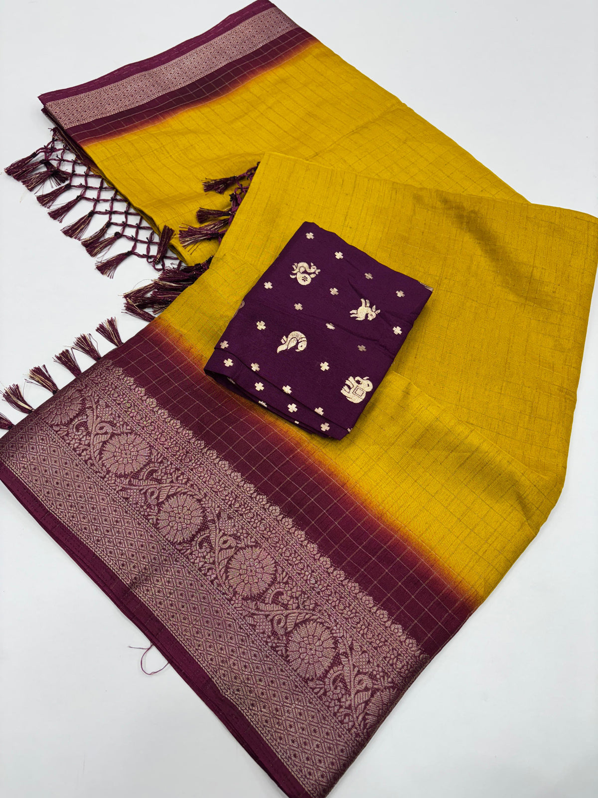 New Festive Wear Pure Dola Silk Chex Design With Jacquard Weaving Work Fancy Designer Saree