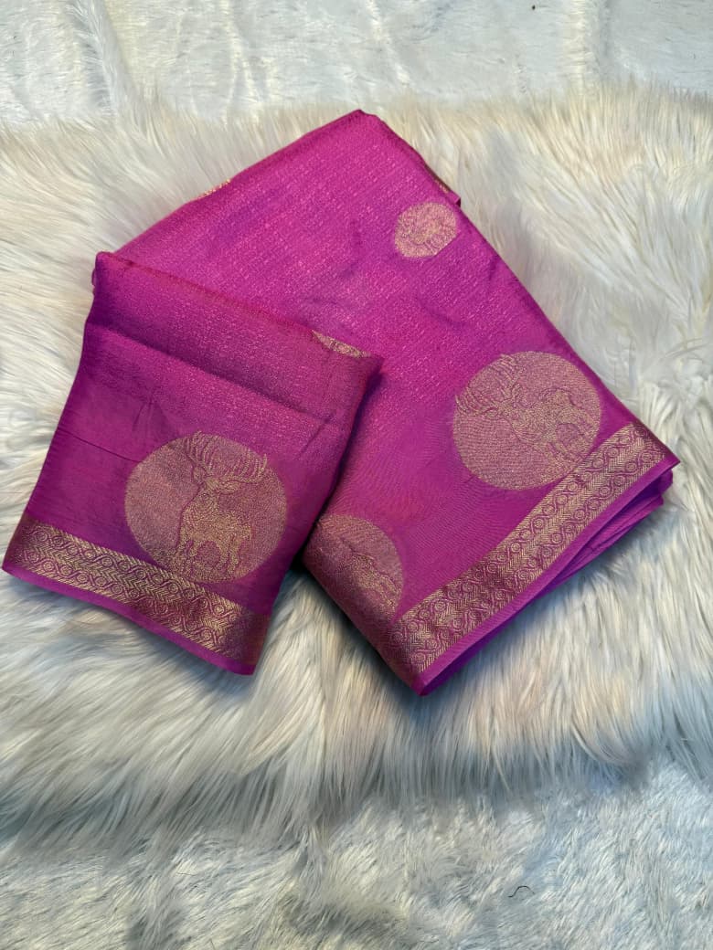 New Festive Wear Pure Soft Viscose Silk Jacquard Weaving Zari Work Fancy Designer Saree With Blouse