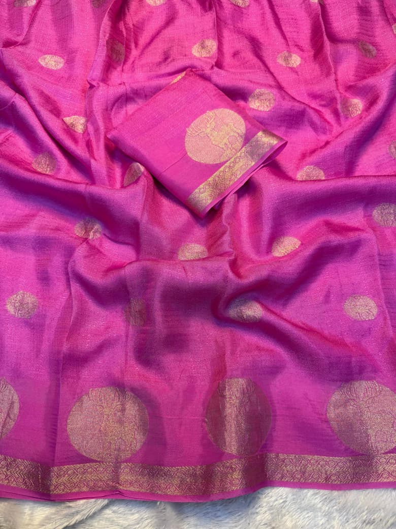 New Festive Wear Pure Soft Viscose Silk Jacquard Weaving Zari Work Fancy Designer Saree With Blouse