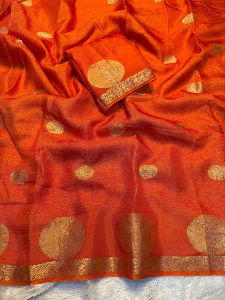 New Festive Wear Pure Soft Viscose Silk Jacquard Weaving Zari Work Fancy Designer Saree With Blouse