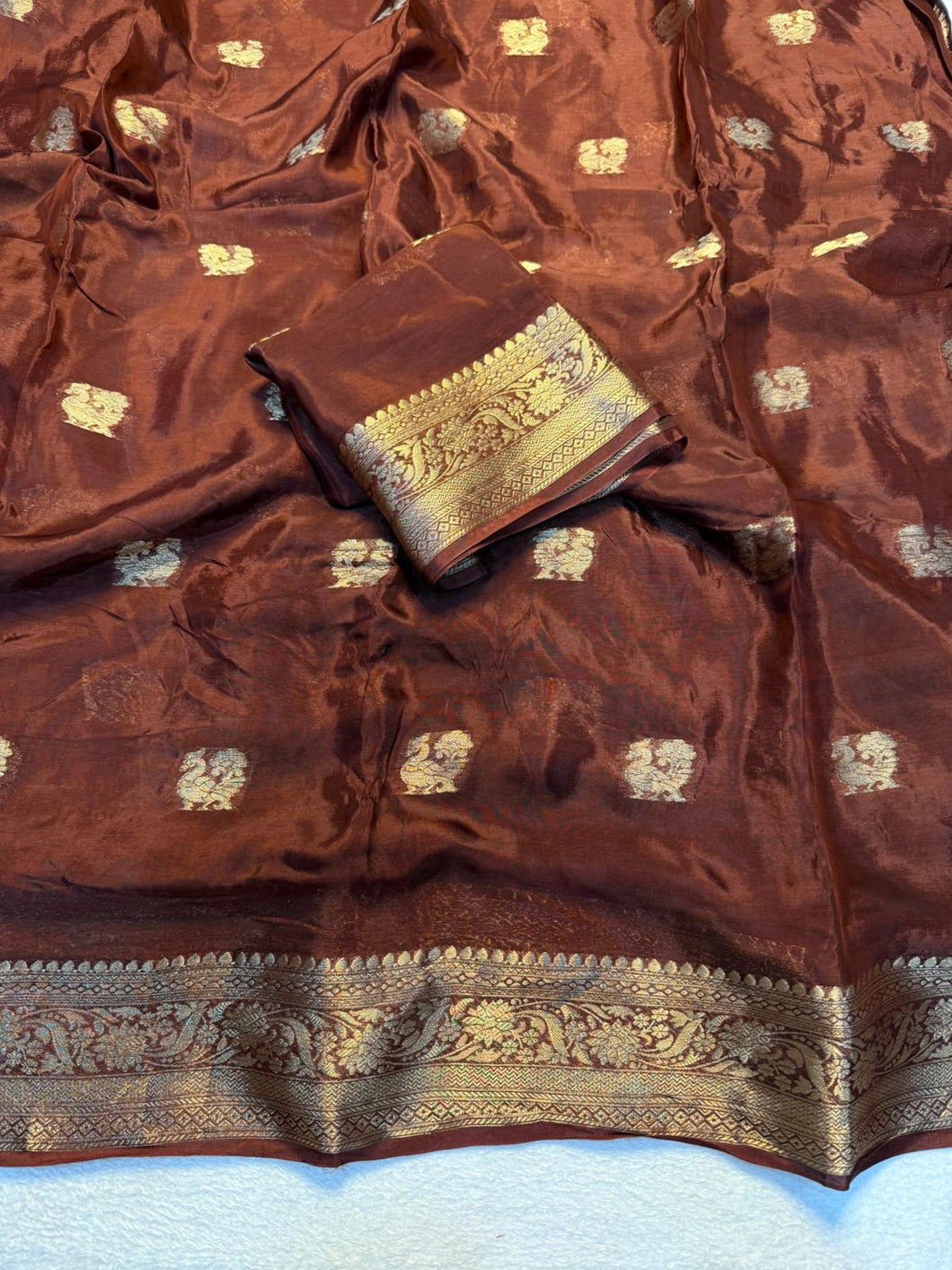 New Wedding Wear Pure Soft Viscose Crepe Silk Jacquard Weaving Zari Work Fancy Designer Saree With Blouse