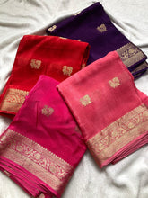 Load image into Gallery viewer, New Wedding Wear Pure Soft Viscose Crepe Silk Jacquard Weaving Zari Work Fancy Designer Saree With Blouse
