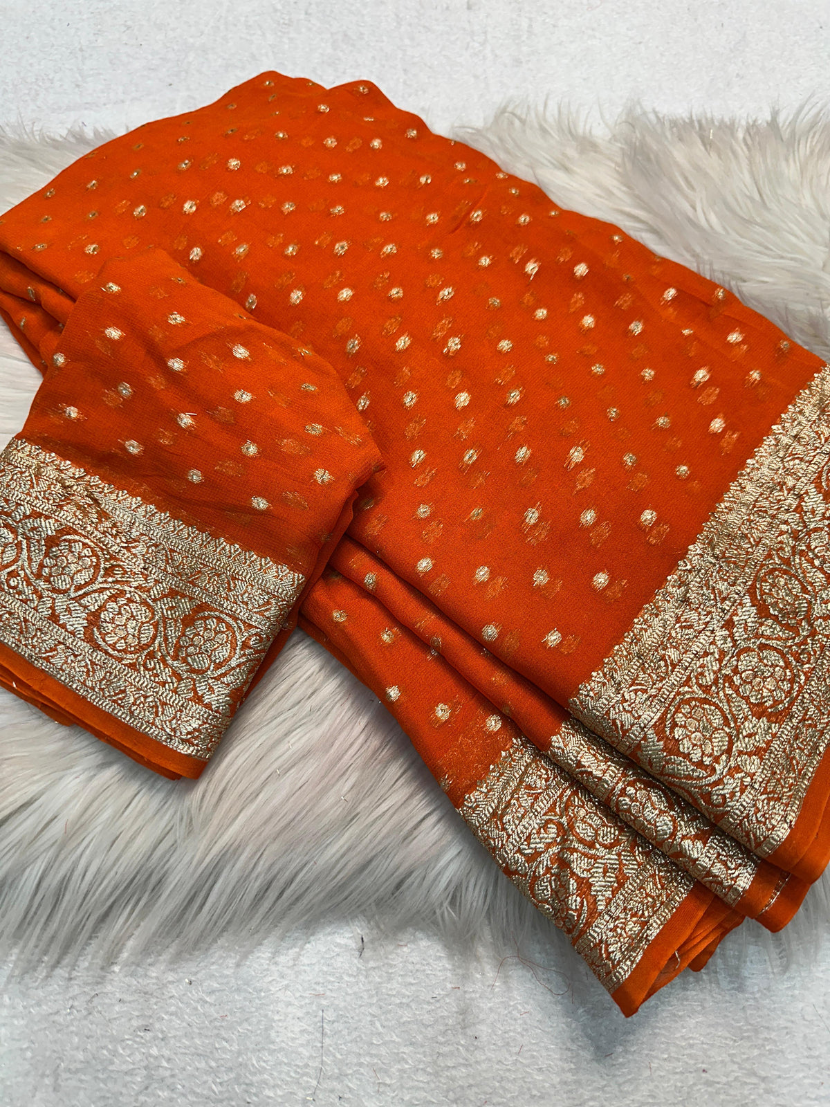 Gorgeous Festive Wear Viscose Georgette Jacquard Zari Weaving Work Fancy Designer Saree