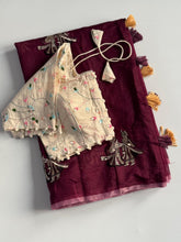 Load image into Gallery viewer, Captivating Party Wear Chanderi Cotton Embroidery n Tussels Work Fancy Designer Saree With Stitched Blouse

