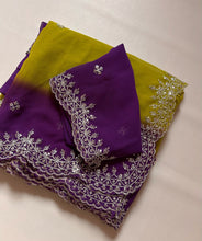 Load image into Gallery viewer, Mellifluous Party Wear Soft Chiffon Silk Sequence Embroidery n Arca Border Work Fancy Designer Saree With Blouse
