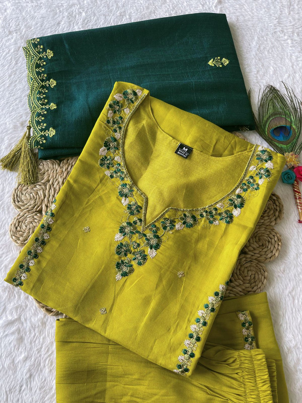 New Wedding Wear Roman Silk Embroidery n Sequence Work Designer Straight Kurta With Trouser n Dupatta Set