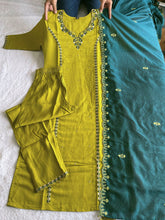 Load image into Gallery viewer, New Wedding Wear Roman Silk Embroidery n Sequence Work Designer Straight Kurta With Trouser n Dupatta Set
