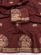 Load image into Gallery viewer, Quintessential Pure Soft Viscose Fabric Golden Zari Jacquard Work Fancy Designer Saree With Blouse
