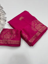 Load image into Gallery viewer, Quintessential Pure Soft Viscose Fabric Golden Zari Jacquard Work Fancy Designer Saree With Blouse
