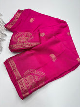 Load image into Gallery viewer, Quintessential Pure Soft Viscose Fabric Golden Zari Jacquard Work Fancy Designer Saree With Blouse
