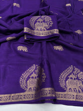 Load image into Gallery viewer, Quintessential Pure Soft Viscose Fabric Golden Zari Jacquard Work Fancy Designer Saree With Blouse
