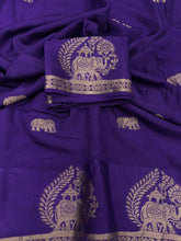 Load image into Gallery viewer, Quintessential Pure Soft Viscose Fabric Golden Zari Jacquard Work Fancy Designer Saree With Blouse
