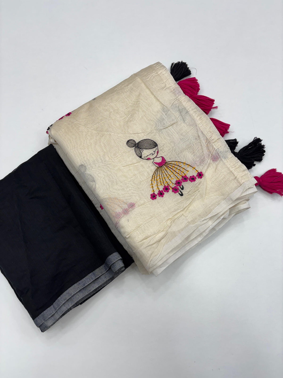 New Function Wear Chanderi Cotton Embroidery n Tussels Work Fancy Designer Saree With Blouse Piece