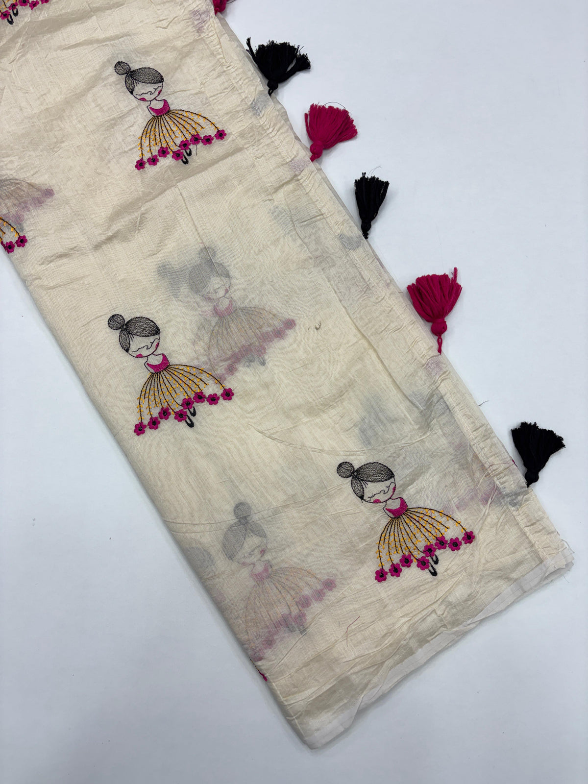 New Function Wear Chanderi Cotton Embroidery n Tussels Work Fancy Designer Saree With Blouse Piece