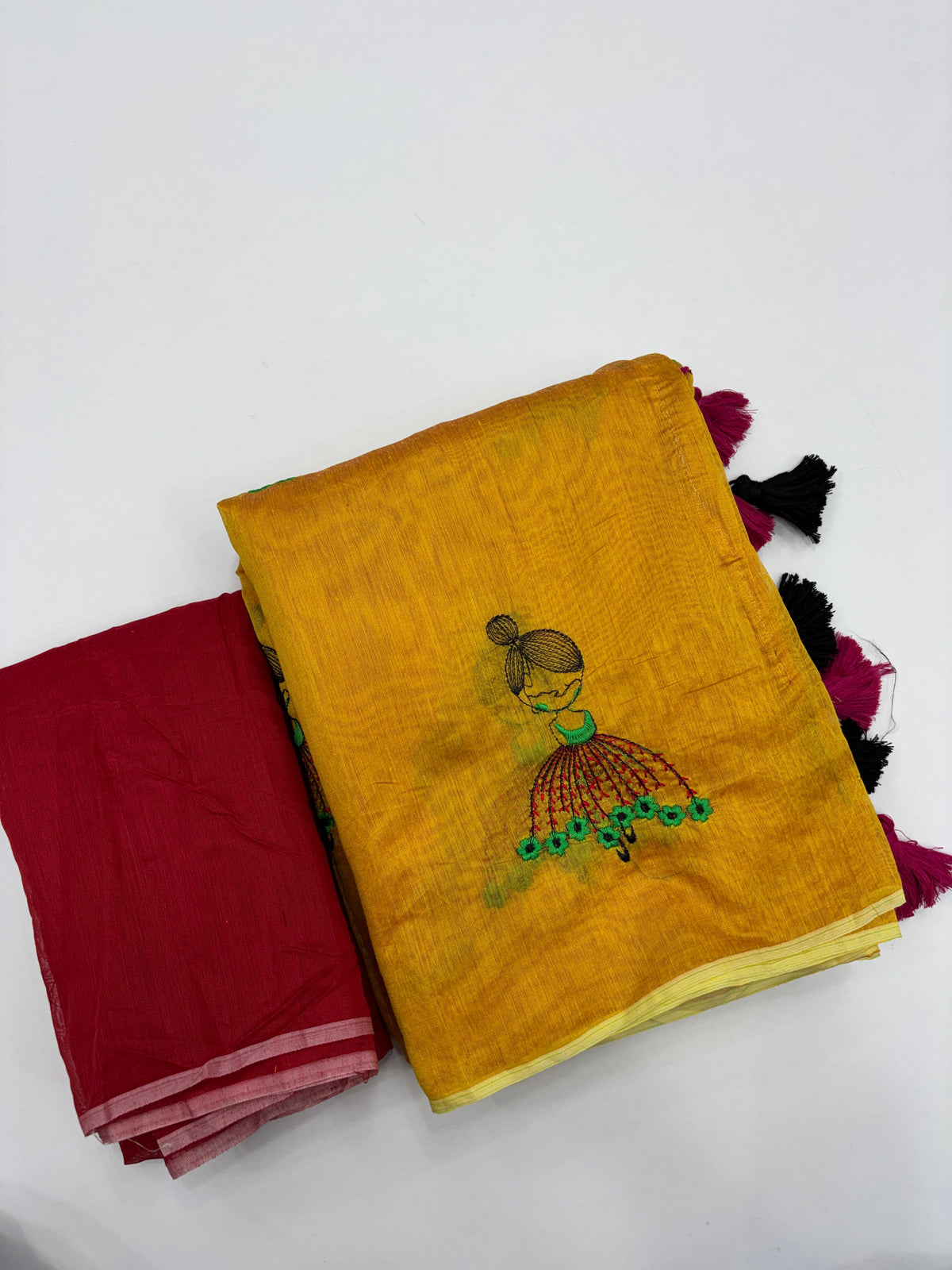 New Function Wear Chanderi Cotton Embroidery n Tussels Work Fancy Designer Saree With Blouse Piece