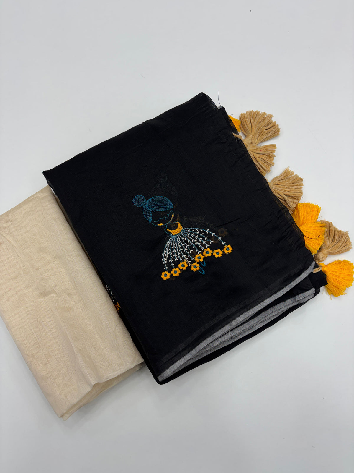 New Function Wear Chanderi Cotton Embroidery n Tussels Work Fancy Designer Saree With Blouse Piece