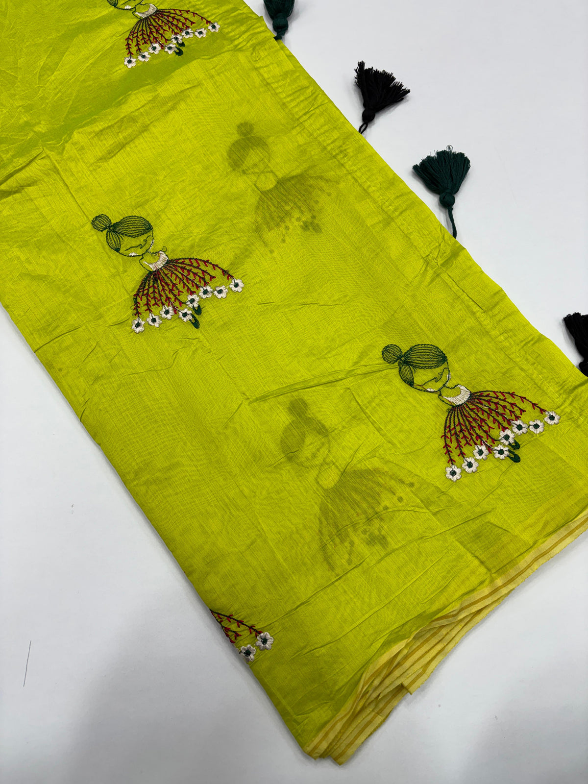 New Function Wear Chanderi Cotton Embroidery n Tussels Work Fancy Designer Saree With Blouse Piece