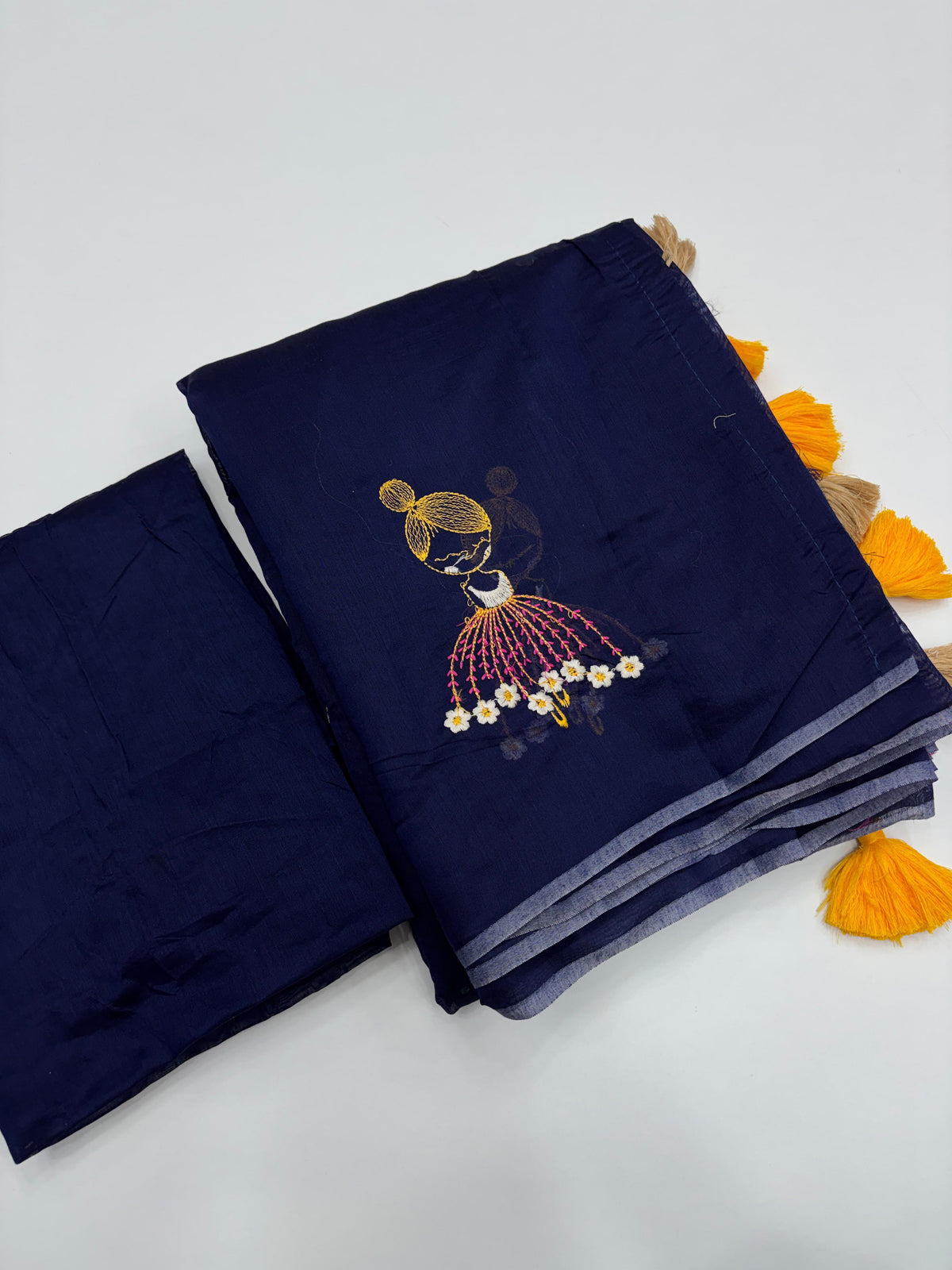 New Function Wear Chanderi Cotton Embroidery n Tussels Work Fancy Designer Saree With Blouse Piece