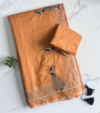Load image into Gallery viewer, Mellifluous Party Wear Chanderi Cotton Embroidery n Tussels Work Fancy Designer Saree For Women
