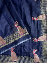 Load image into Gallery viewer, Mellifluous Party Wear Chanderi Cotton Embroidery n Tussels Work Fancy Designer Saree For Women
