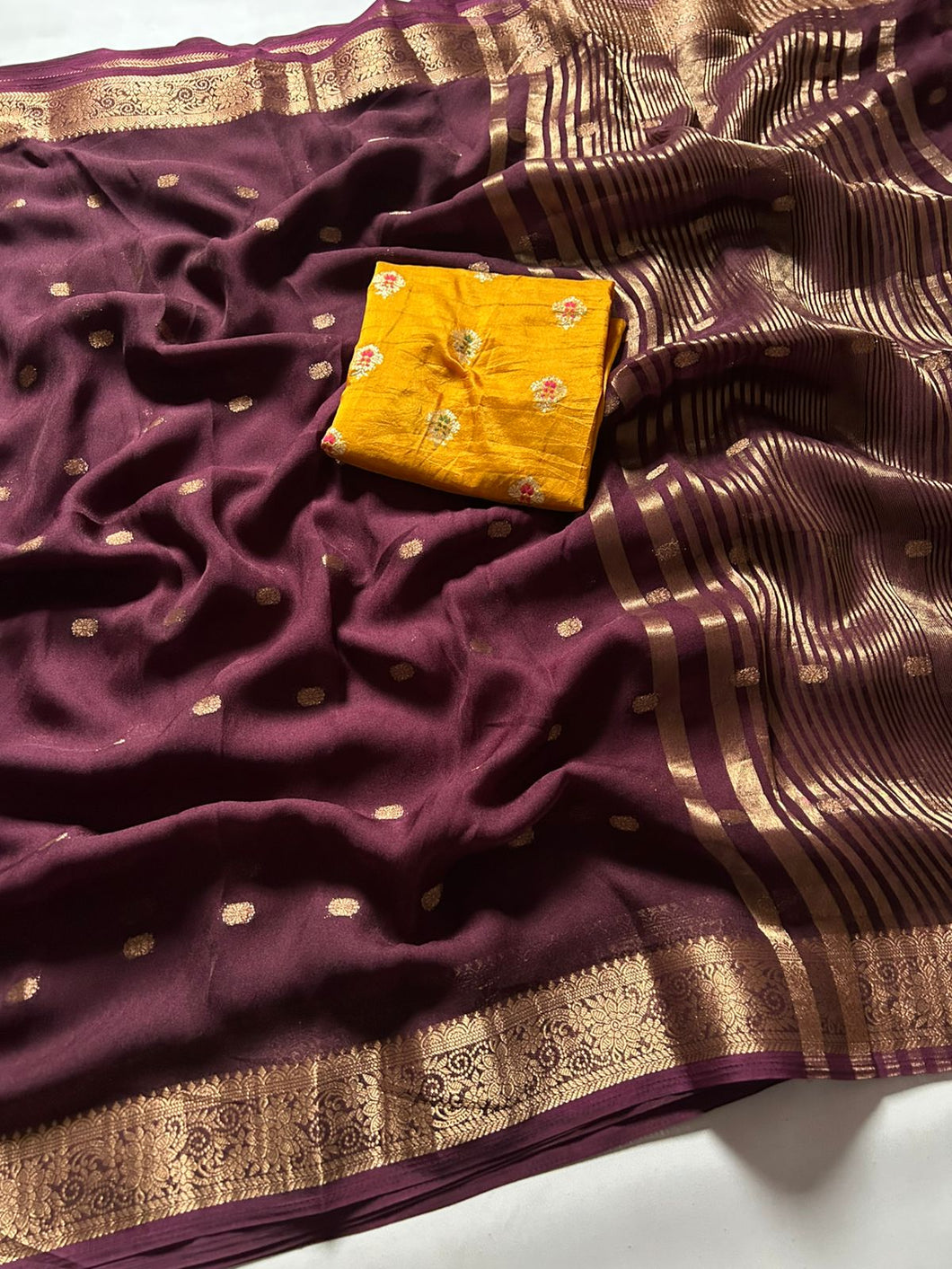 Attractive Function Wear Pure Viscose Crape Silk Buti Design Zari Work Fancy Saree With Contrast Blouse