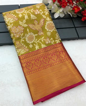 Load image into Gallery viewer, Wedding Wear Multi Colour Kanjiviram Silk Pure Zari Weaving with Beautiful Meena Weaving Saree
