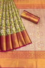 Load image into Gallery viewer, Wedding Wear Multi Colour Kanjiviram Silk Pure Zari Weaving with Beautiful Meena Weaving Saree
