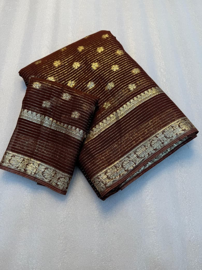 New Wedding Wear Viscose Georgette Jacquard Zari Weaving Work Fancy Designer Saree