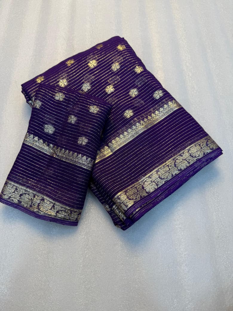 New Wedding Wear Viscose Georgette Jacquard Zari Weaving Work Fancy Designer Saree