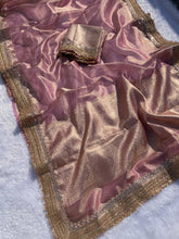 Load image into Gallery viewer, New Wedding Wear Baby Pink Color Banarasi Tissue Silk Jacquard n Heavy Lace Work Fancy Designer Saree
