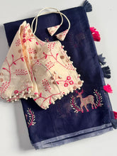 Load image into Gallery viewer, Seraglio Function Wear Chanderi Cotton Embroidery n Tussels Work Fancy Designer Saree With Stitched Blouse
