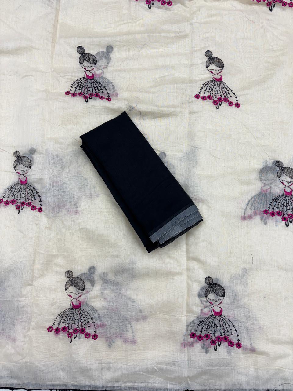 Latest Function Wear Chanderi Cotton Embroidery n Tussels Work Fancy Designer Saree With Blouse Piece