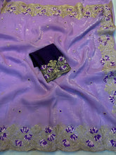 Load image into Gallery viewer, Latest Wedding Wear Pure Crunchy Silk Embroidery Work Fancy Desginer Saree With Blouse
