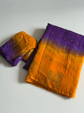 Load image into Gallery viewer, New Orange n Purple Pedding Color Soft Viscose Zari Work Rich Pallu Designer Saree With Blouse
